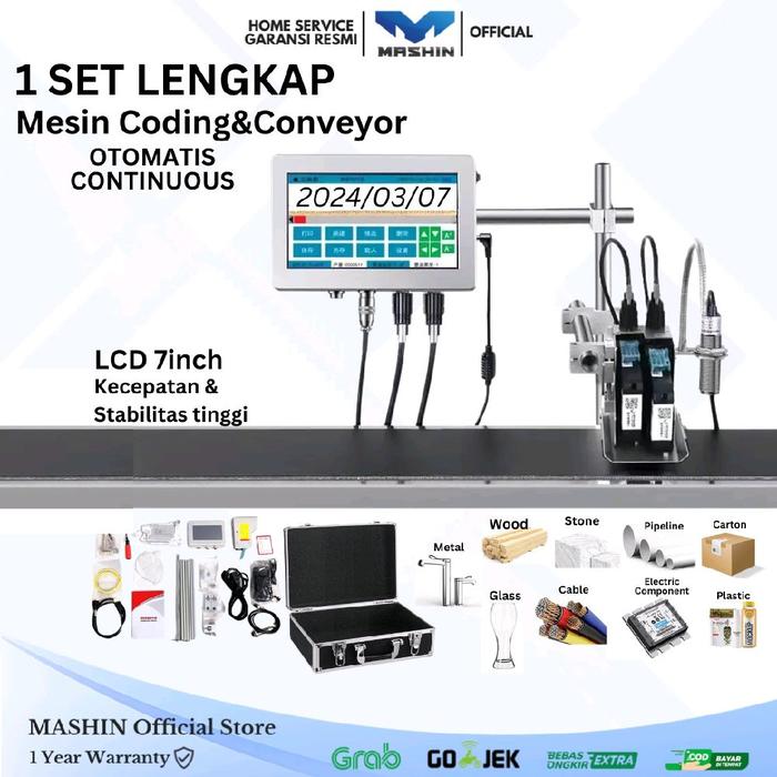 Gambar Mashin - Mesin Coding Inkjet Expired Date Oyomatis Continue SET LENGKAP Conveyor JMZ-150P dari Mashin Store Kota Tangerang Tokopedia