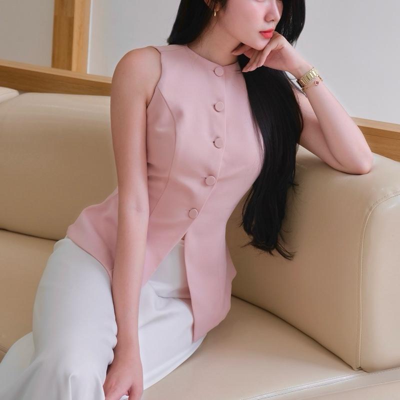 Mintshe by N2 Voi Áo Gile Vest Nữ Cổ Tròn Vạt Xoè May 2 Lớp Form Ôm Dáng Dài Tôn Dáng Eo Thoải Mái Phối Mix Đa Dạng Size S M L