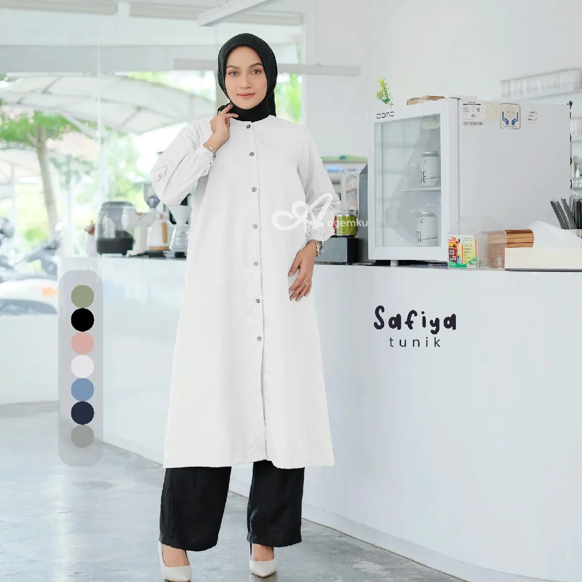 Tunik Safiya - Tunik Cotton Two Tone Exclusive Adem dan Ringan Busui dan Wudhu Friendly Small - Big Size Jumbo