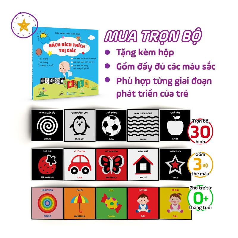 Bộ Thẻ Kích Thích Thị Giác Cho Bé Từ 0-3 Tuổi - Bộ 3 Thẻ Phát Triển Mắt & Não Bộ
