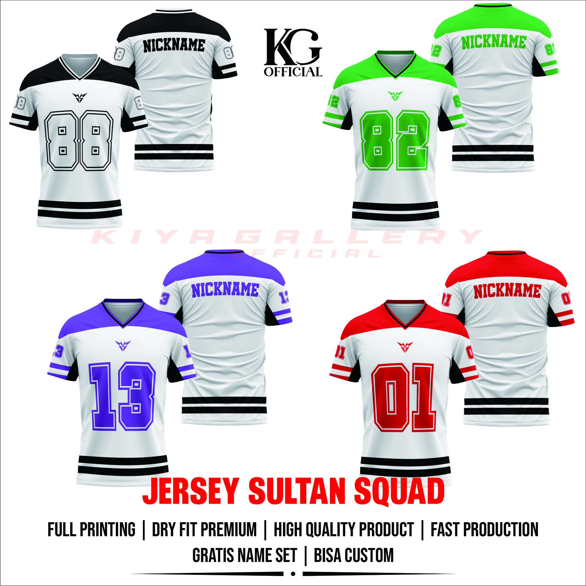 JERSEY BAJU SULTAN SQUAD ARGA JAKA RAFI DITO FULL PRINTING GRATIS PASANG NAMA DAN NOMOR