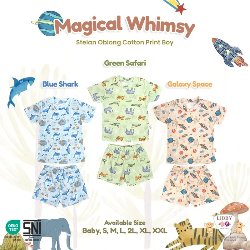 3PCS || Setelan Baju Anak Bayi Libby Cotton TIPIS (( PENDEK )) SNI . 2