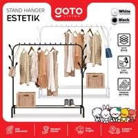 Gambar (Crazy Deal) [COD] Goto Spiko Rak Besi Gantungan Stand Hanger Baju Pakaian - Hitam SINGLE dari Goto Living Kota Tangerang 5 Tokopedia
