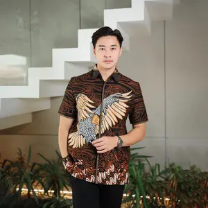 Batik Pria Hem Smock Bordir B488 Katun Halus Motif Elang