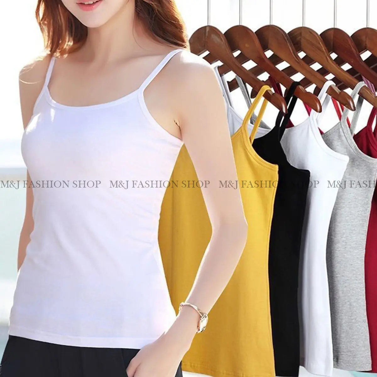 3 Pcs Tangtop Wanita Dewasa Tali Kecil Bahan Semi Katun Tebal / Dalaman Tangtop Perempuan