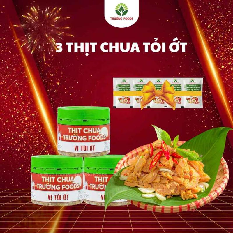 Trường Foods 3 Hộp Thịt Chua Vị Tỏi Ớt 180g Hộp