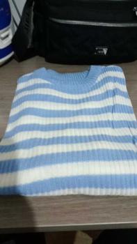 Product Review of Atasan 0blong Salur Wanita Kaos O-neck Knit Rajut Style Korea Baju Fit from B**y S**e 2
