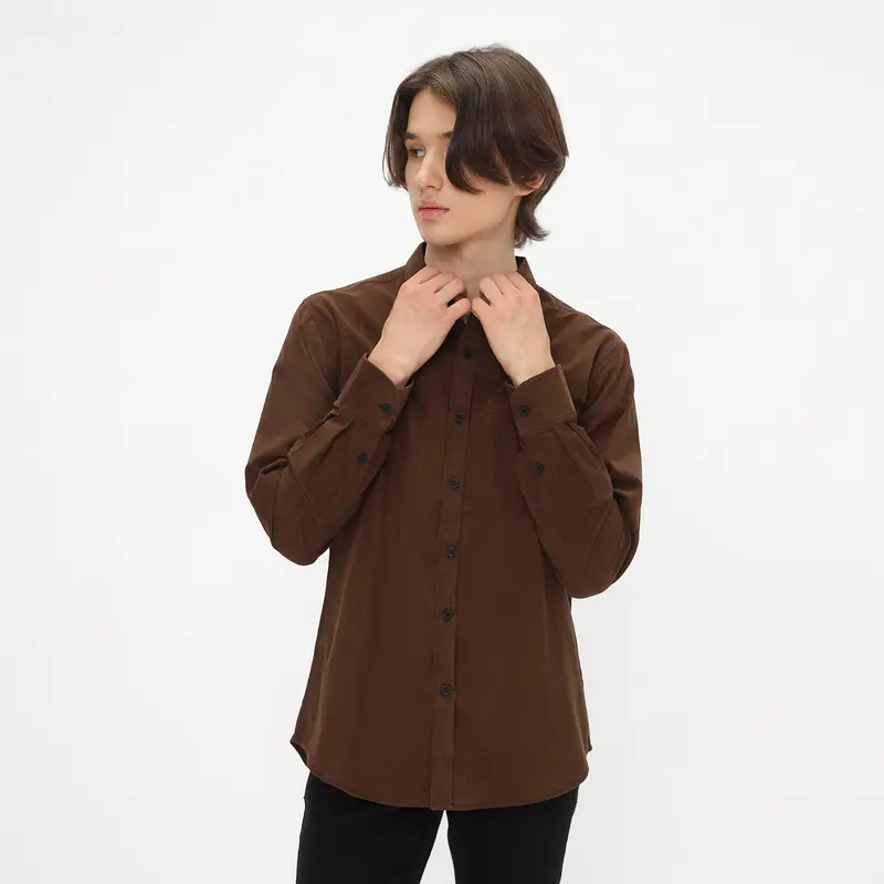 HELTEN Kemeja Corduroy Warna Kubus Gold Maroon Biru Mint Army Abu  Navy Hitam Putih Krem Coklat Muda Hijau Tua Lengan Panjang Comfort Slim Varian Warna Pria Baju Katun Kantor Casual Distro 1