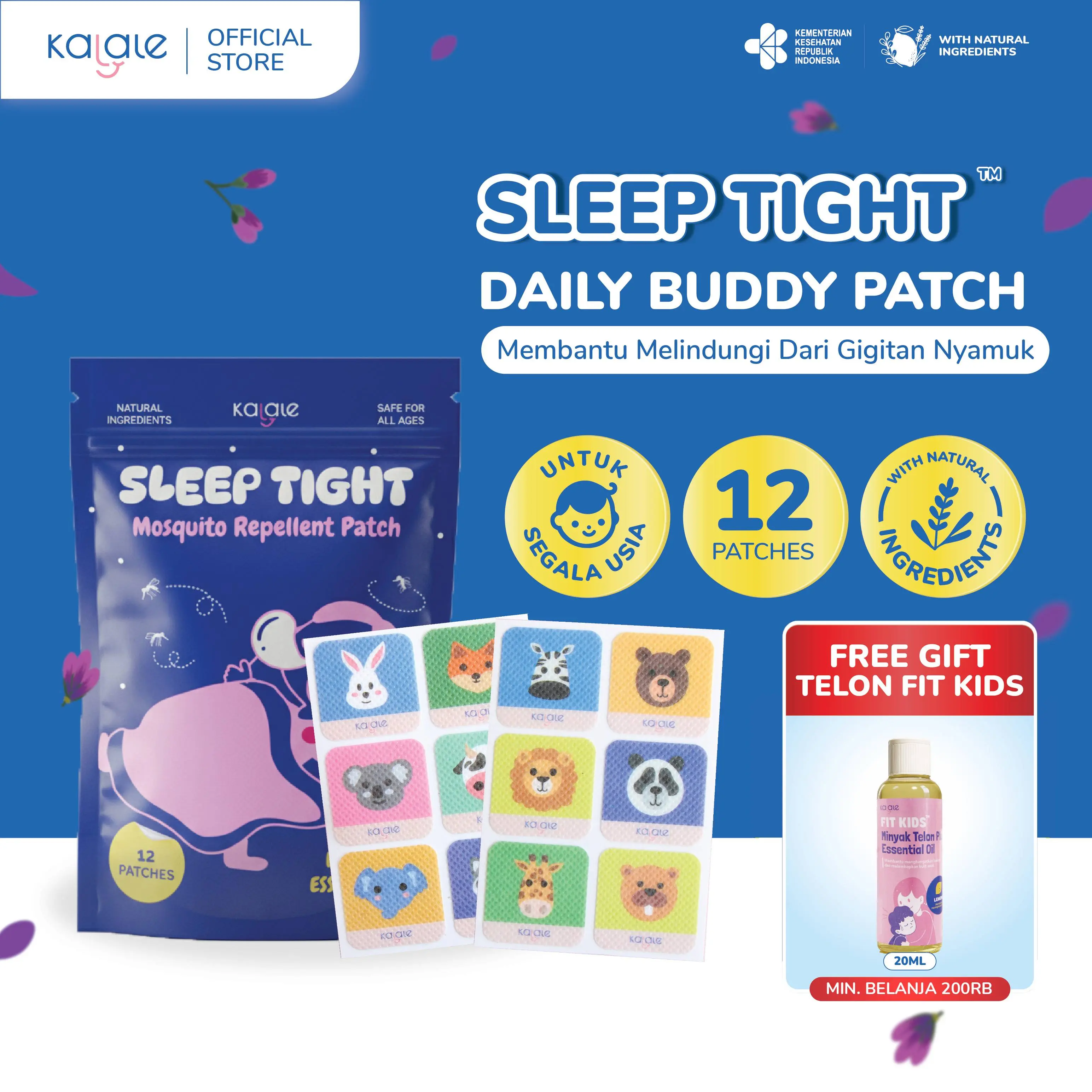 Kalale Mosquito Repellent Patch With Natural Ingrediens Stiker Anti Nyamuk Anak Bayi Kids Lavender Lemon Pewangi