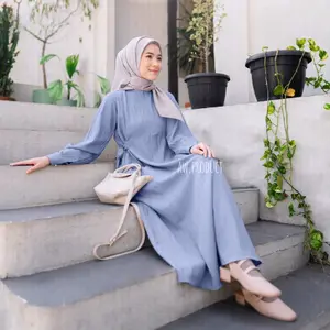 STEVIA Midi Dress - Elegan Dress Polos Lady Crush Busui Friendly Daily Dress Muslim