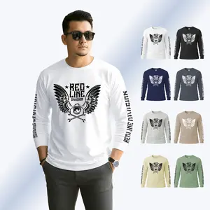REDLINE DIVISION Kaos Lengan Panjang Pria Wings Monochrome Kain Katun Combed 24s Premium Baju Touring Hitam Keren Distro Nyaman Adem one piece dewasa