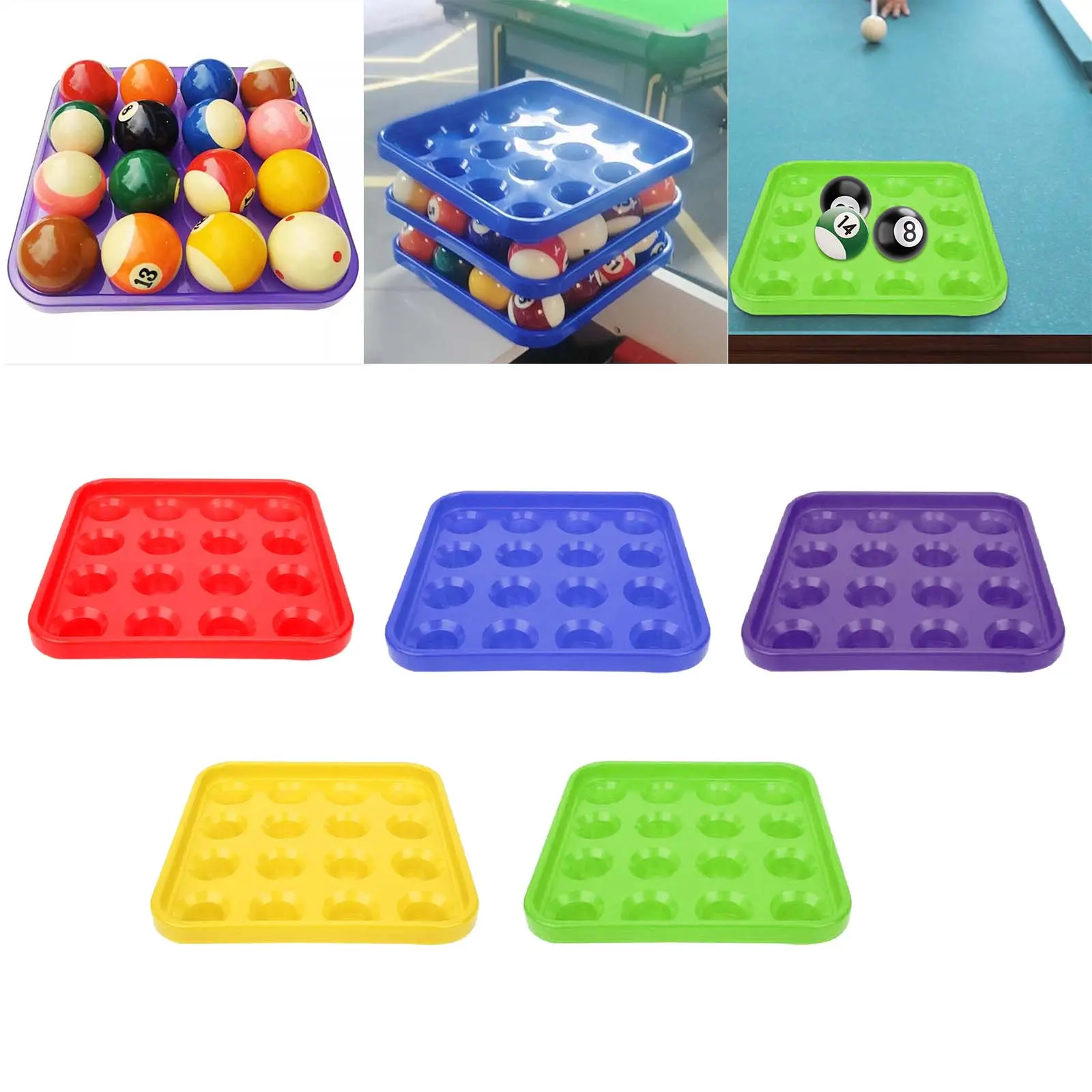 Khay đựng bóng bi-a, 16 lỗ, làm bằng vật liệu PP, giá đỡ lưu trữ bóng bi-a, hộp đựng khay bóng, bộ tổ chức, bền, thích hợp cho bàn bi-a, di động, phụ kiện, khay lưu trữ bóng snuker