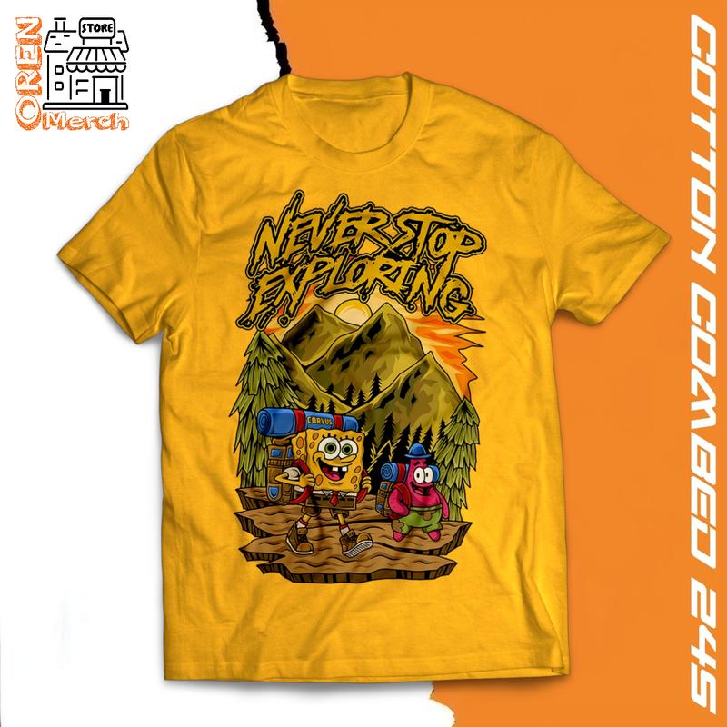 Product Introduction of kaos pendaki gunung pria dan wanita sponge bob never stop exploring baju outdoor pria 18