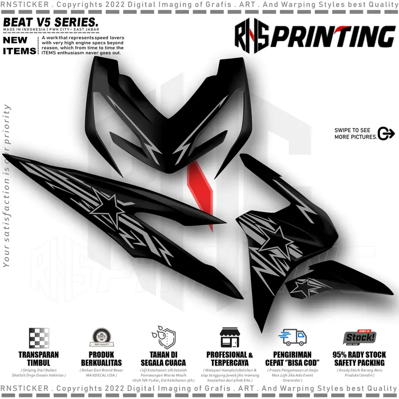 V6 CUTTING STIKER STRIPING VARIASI BEAT NEW TERBARU 2024 BEAT STRET DELUXE BINTANG TRANSPARAN STYLES Kendaraan Motor 2