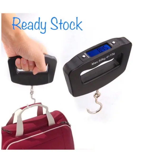 Traveling Pocket Scales Luggage Mini Electronic Digital Held Weight 50KG / 10g 5 Hook Belt Travel scale 359
