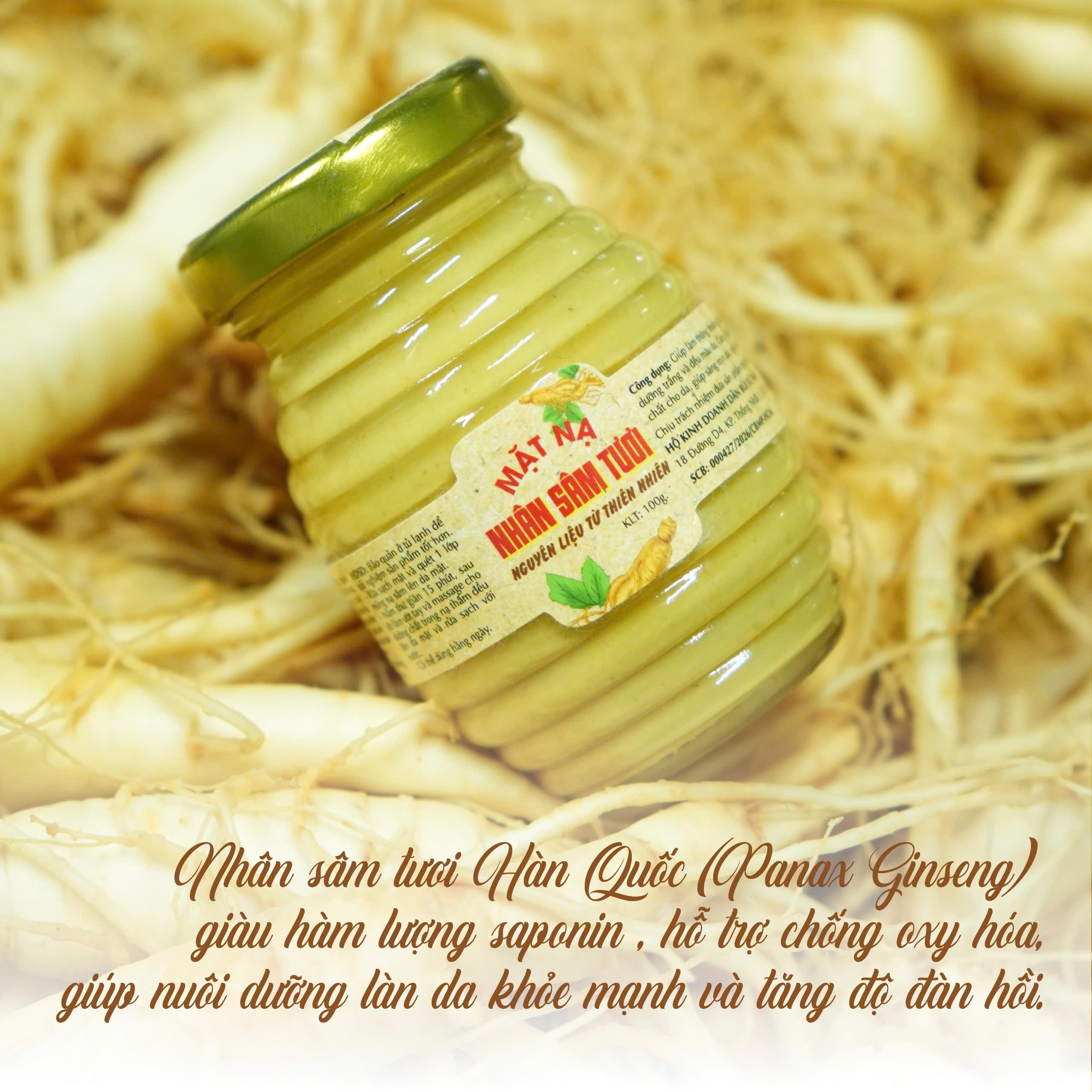 Mặt Nạ Nhân Sâm Tươi Hàn Quốc 100g Dân Bùi Xứ Nẫu Mặt Nạ Nhân Sâm Tươi Hàn Quốc 100g – Hỗ Trợ Dưỡng Da Sáng Mịn, Đều Màu, Cải Thiện Thâm Sạm | Dân Bùi Xứ Nẫu