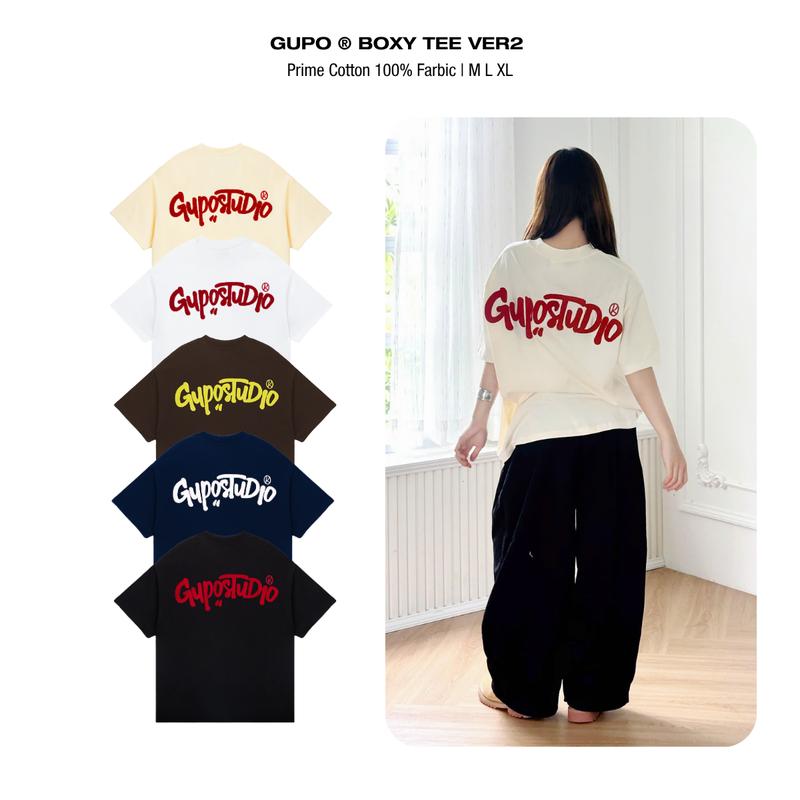 Áo Thun Boxy 280GSM Form Rộng Thêu Len Ver 2 GUPO Unisex Local Brand Nam Nữ Chất Cotton - TSS02