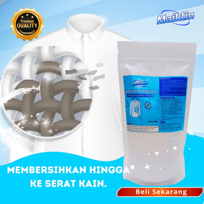 MAIKLIN MAGIC POWDER 1 KG Serbuk Ajaib Penghilang Noda Jamur Dan Noda Berat di baju aman untuk baju berwarna kain kuning 5