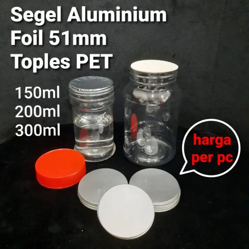 Paket Lengkap ! Toples KOTAK 150ml + Segel Alu 51mm + Segel PVC 5 5cm 3