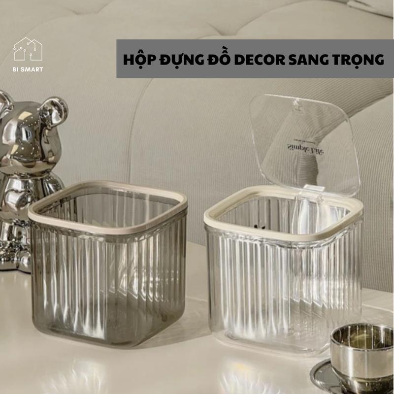 Thùng Rác Mini Để Bàn Màu Sắc Trong Suốt Tối Giản Sang Trọng Tinh Tế Decor Phòng Học Phòng Ngủ Bàn Học Bismart
