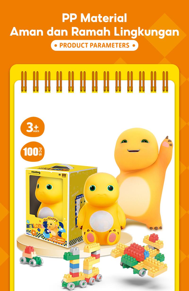 OHSOME Jumbo Nai Long Brick DIY 100 pcs Building Blocks / Block Mainan Balok Susun Jumbo 100 pcs 3D DIY Nai Long / Blok Susun 100 pcs Nailong Jumbo 3D DIY Bahan ABS Kuat Tahan Lama