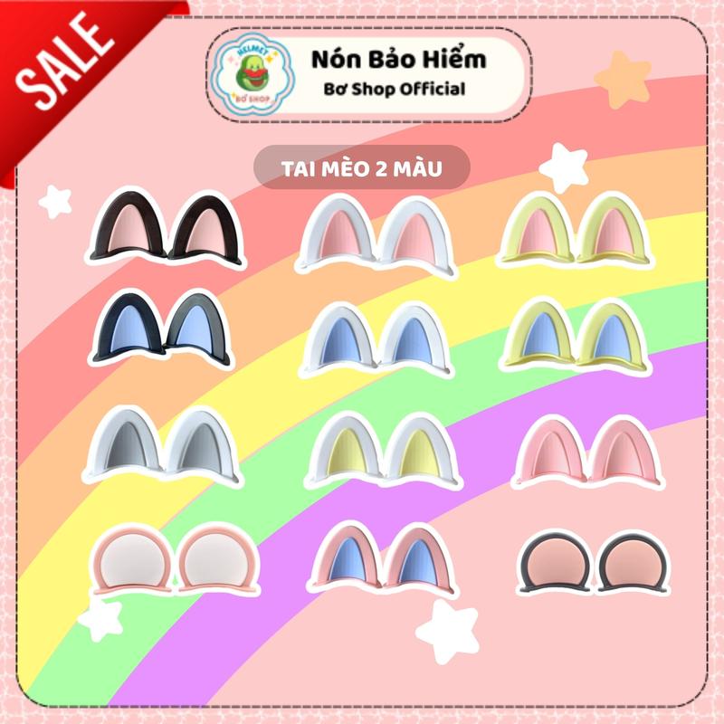 ( 1 CẶP) Phụ Kiện Tai Mèo 2 Màu Gắn Nón Bảo Hiểm Nửa Đầu, Tai Mèo Gắn Bảo Hiểm, Phụ Kiện Trang Trí Mũ Bảo Hiểm Cute Helmet