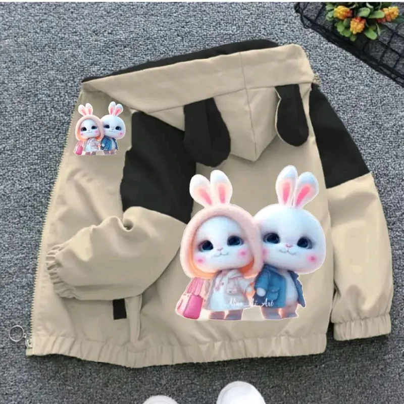 jaket hoodie anak kombinasi bergambar kelinci imut&lucu paling banyak dicari bahan bagus jaket waterproof jaket musim dingin jaket untuk anak perempuan umur 1-12 tahun Bayi 4