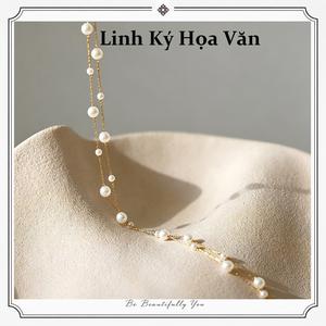 Dây chuyền ngọc trai hai lớp, thiết kế bầu trời sao, đa năng và thời trang.