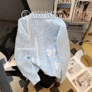 MAMAMARA - Kitty Cardigan Rajut Wanita Knit Top Knitwear Pita Renda Motif Outer Baju