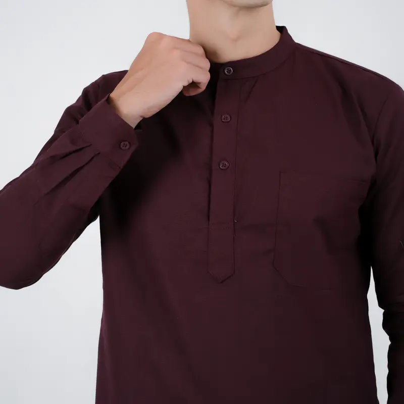 Koko Kurta Set Ottoman Maroon Lengan Panjang – Stylelaki 5