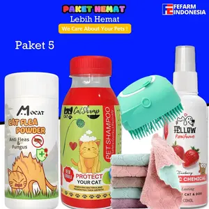 PAKET HEMAT GROOMING ANABUL SHAMPOO BEDAK ANTI KUTU PARFUME SIKAT HANDUK FEFARM