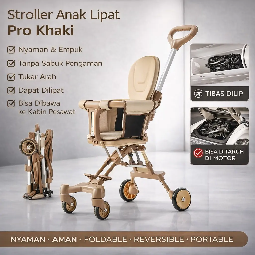 Khaki + Dengan bantalan