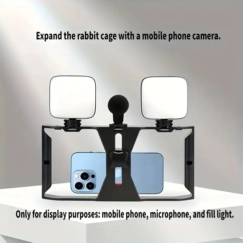 Rotating Handheld Mobile Phone Stabilizer 1pc - Universal Live Streaming Fill Light Stand with Microphone Holder, Three Cold Shoe Expansion Ports and Multiple 1/4 Expansion Ports - Compatible with Most Phones, Hot Shoe Base 7