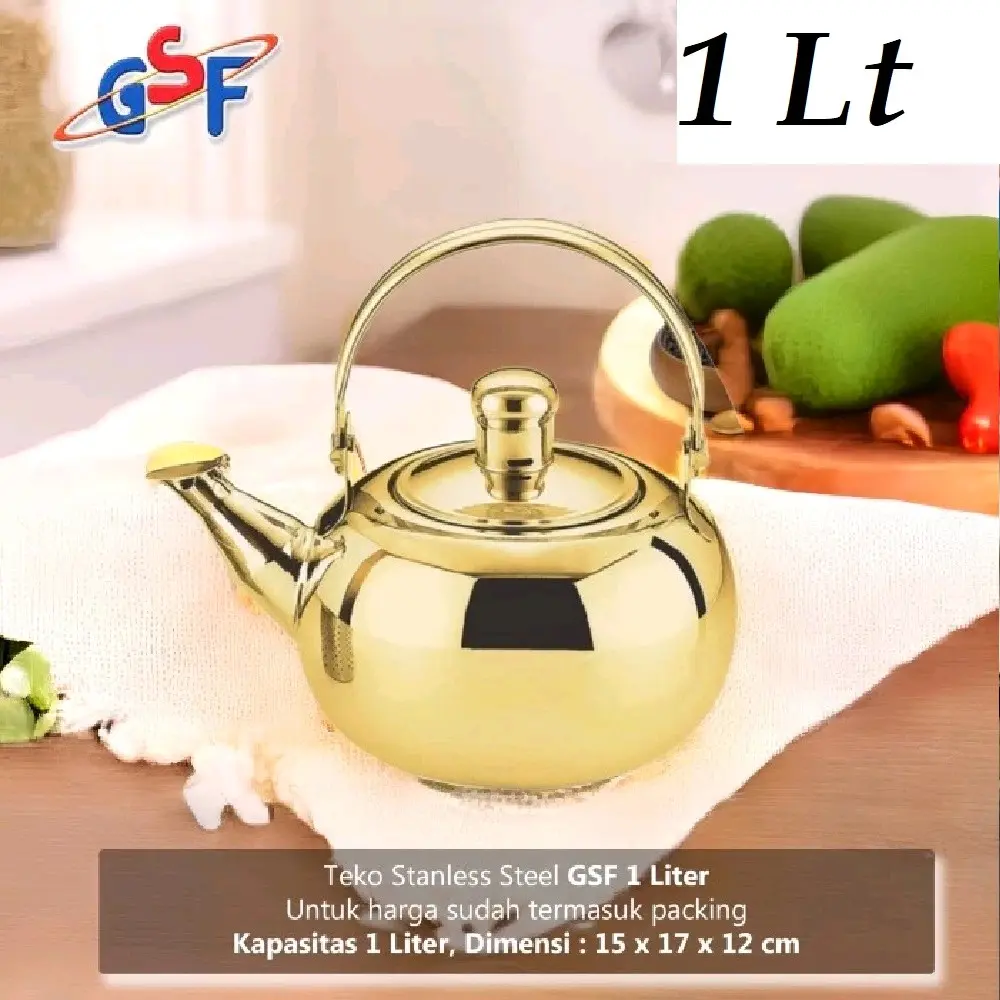 Promo Hemat Teko Arab Aladin Gold Ceret Teko Emas Gsf 1.0L - Wadah Coklat Peralatan 1 set teko gelas nampan Coffee Tea