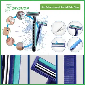 #011 Alat cukur kumis dan jenggot biru 2 mata pisau