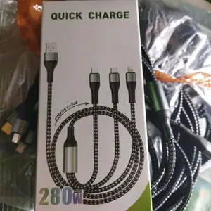 Kabel Cargging 3in1 K200 120 cm Quick Charge 280W untuk Pengisian Cepat dan Tahan Lama