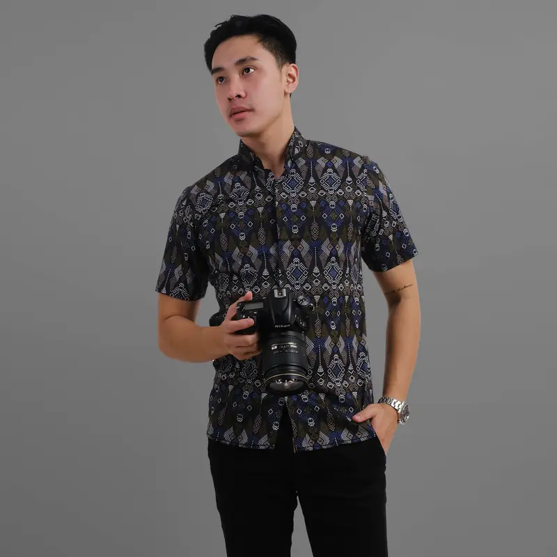 DGM Kemeja Batik Pria Lengan Pendek Batik Songket 005 A 1