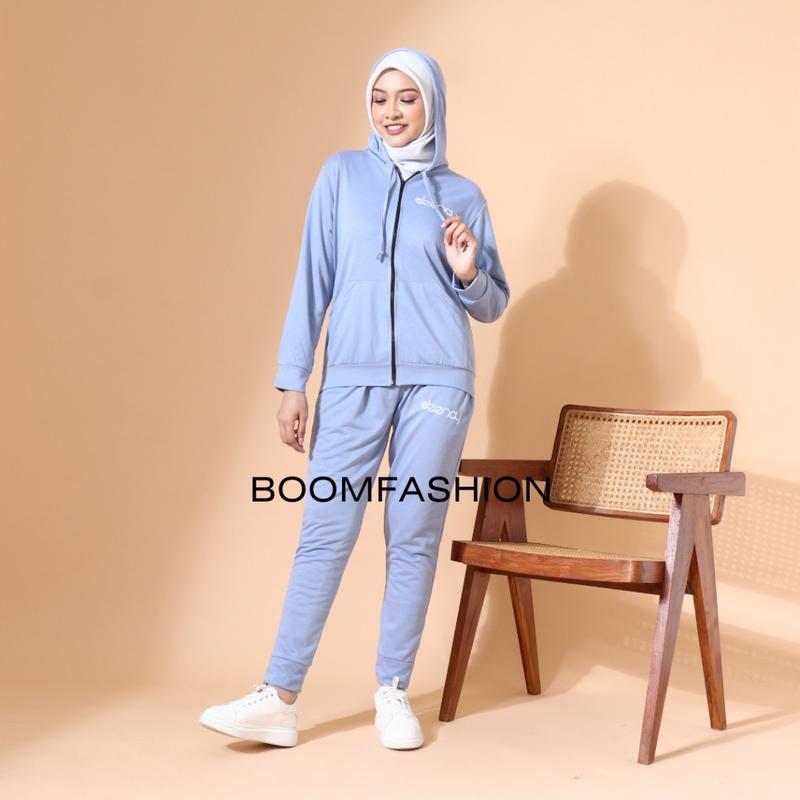 BOOM - Setelan Training Delia Hoodie L XL XXL 3XL 4XL Fashion Pakaian Training Wanita Jumbo Baju Olahraga Muslim 8