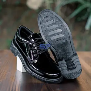 Sepatu Pdh Pendek Tni Ad Polri Security Doff Hitam Glossy Resleting YKK Tali Bulat 120cm Ousole TPR Anti Slip - Shoes