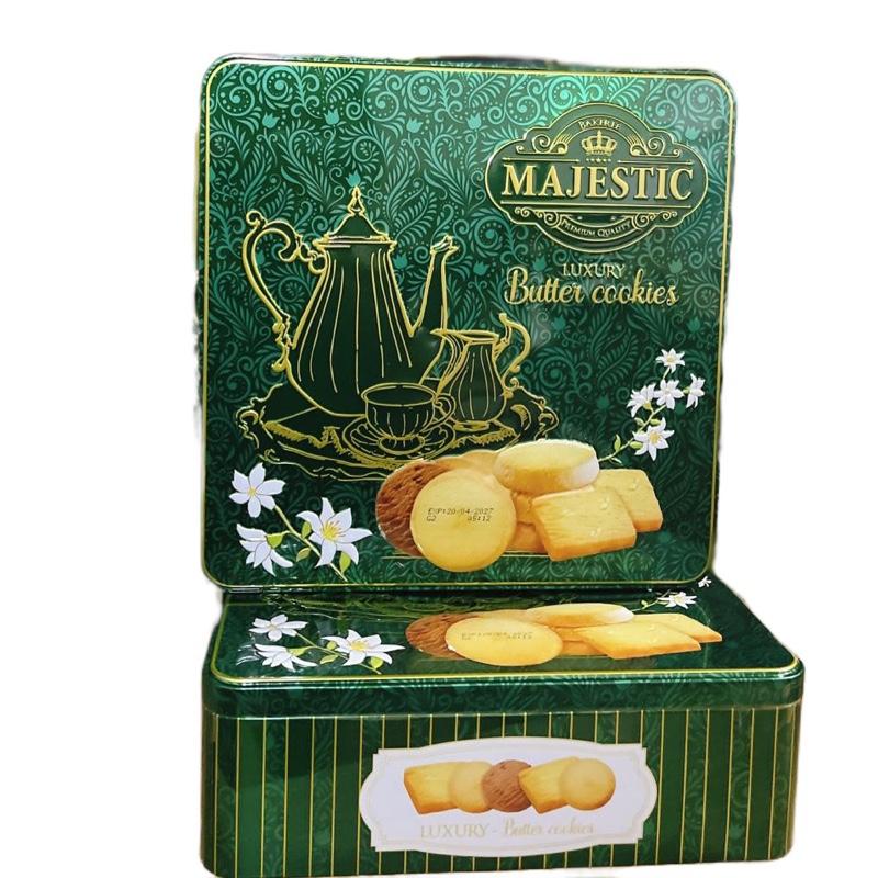Bánh Quy Bơ Majestic Bình Trà Hộp Thiếc Vuông Date mới Thơm Ngon Chất Lượng Tiêu Dụng Lên Set Quà Sang Đẹp Thích Hợp Biếu Tặng Dịp Lễ