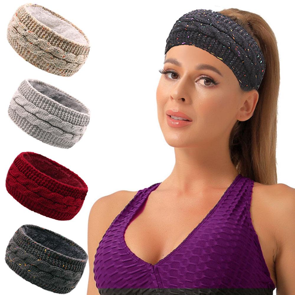 Winter plush hair accessories cross-border autumn and winter knitted headbands for warmth and sports headbands and ear protectors_voghion.com