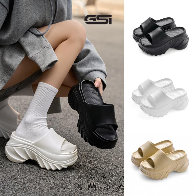 【GSI Shoes】Sandal Wanita Sendal Selop Wedges Platform Wanita Tebal Bahan Karet EVA High Quality Antislip Empuk Gaya Kekinian 0