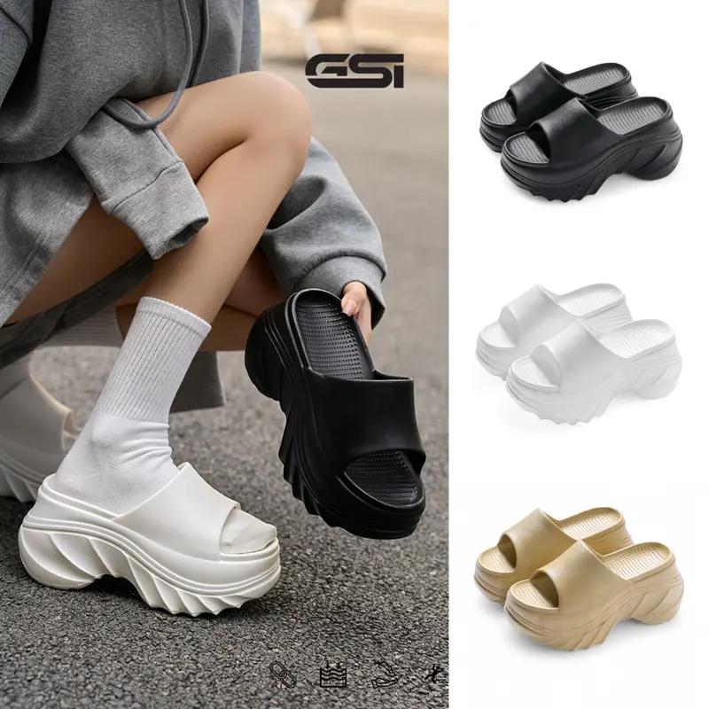 【GSI Shoes】Sandal Wanita Sendal Selop Wedges Platform Wanita Tebal Bahan Karet EVA High Quality Antislip Empuk Gaya Kekinian 0