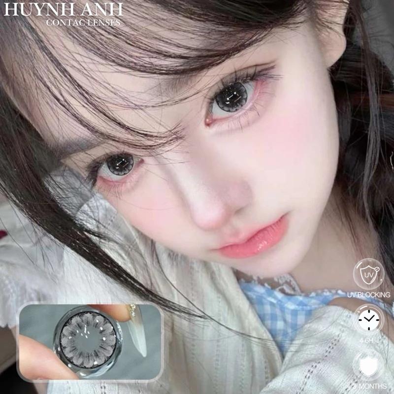 Lens Mắt Kính Áp Tròng xám vân hoa long lanh giãn to búp bê douyin Giá 1 Đôi + Kèm Khay Dụng Cụ