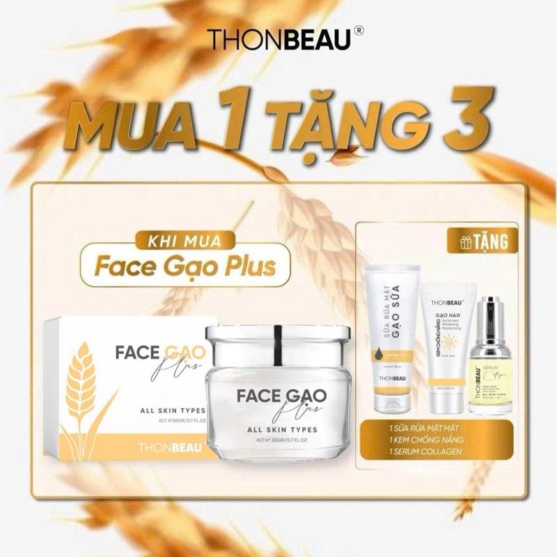 KEM FACE GẠO Plus [Tặng Serum Collagen Yến  + Tặng 1 Sữa Rửa Mặt 40ml+ Tặng Kem Chống Nắng Nhỏ 25ml ] - Skincare Son