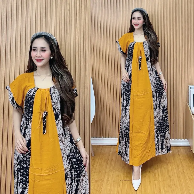 DASTER KEKINIAN TERBARU DASTER FUJI SOPAL KOMBINASI || RAYON SUPER GRADE A ORI || MODEL DEPAN BERKERUT Ruffle Green Tali Bisa Diatur Cuci Kering 2025 2