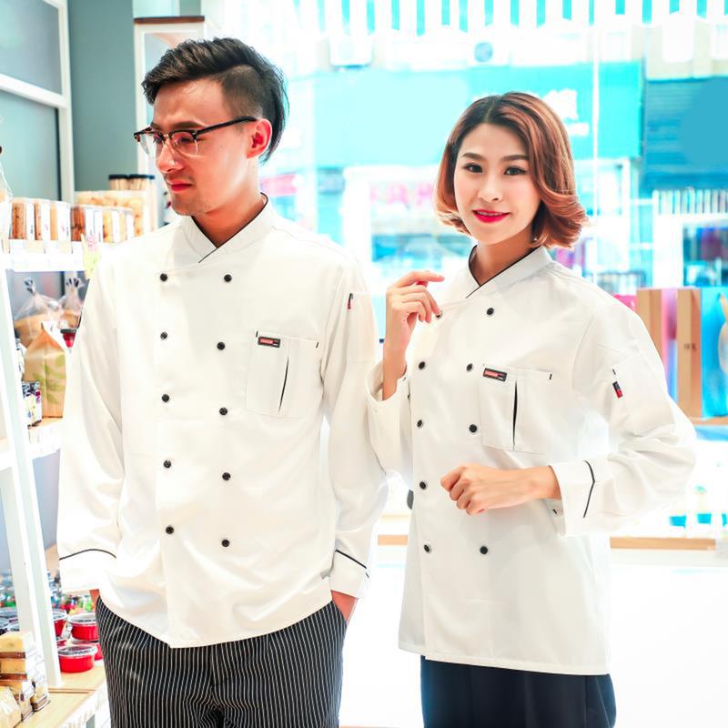 Trang Phục Đầu Bếp, Dành Cho Nam Và Nữ, Áo Khoác Đầu Bếp Dài Tay, Áo Khoác Đầu Bếp Làm Việc Nấu Ăn, Đồng Phục Áo Khoác Áo Khoác Đầu Bếp, Dài Tay, Thích Hợp Cho Khách Sạn Và Nhà Bếp, Trang Phục Đầu Bếp 3