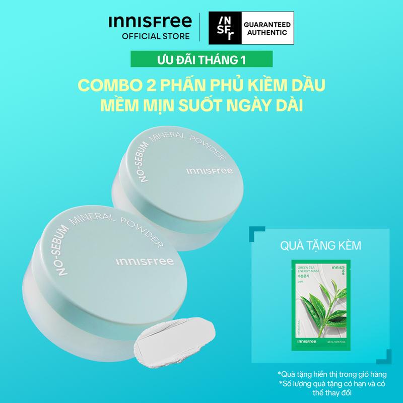 Combo 2 Phấn phủ bột kiềm dầu INNISFREE No Sebum Mineral Powder 5g