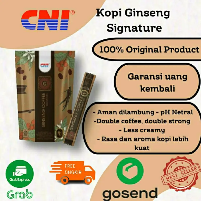 CNI Ginseng Coffee dan Signature Kopi Ginseng Penambah Stamina Aman di Lambung (10/20sachet) Robusta 8