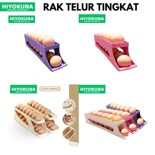 Rak Telur 2 Tingkat E15 / Egg Tray / Tempat Penyimpanan Telur Minimalis / Egg Storage Organizer / Rak Telur guling / telur guling / Rank 0